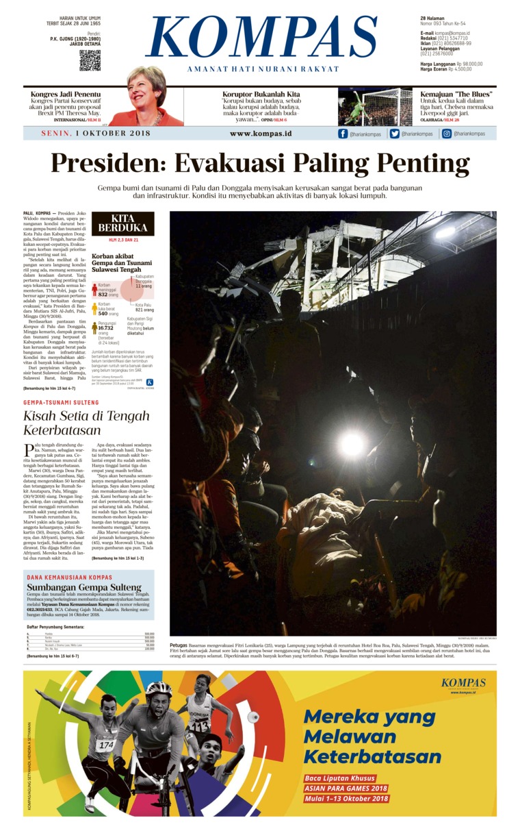 KOMPAS Newspaper 01 October 2018 Gramedia Digital