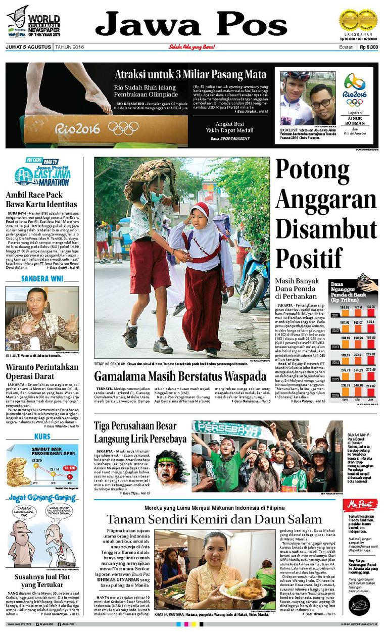 Jual Koran Jawa Pos  05 Agustus 2022 Gramedia Digital 