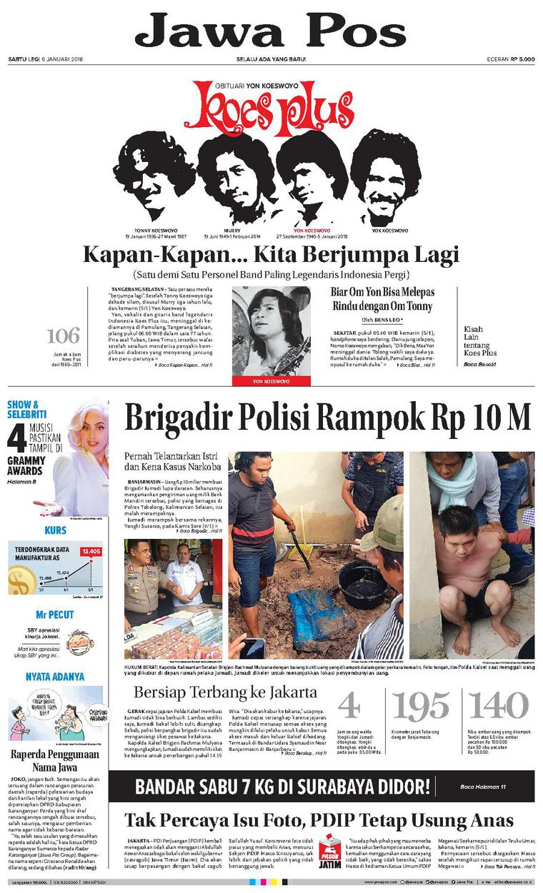 Jual Koran Jawa Pos 06 Januari 2018 Gramedia Digital Indonesia