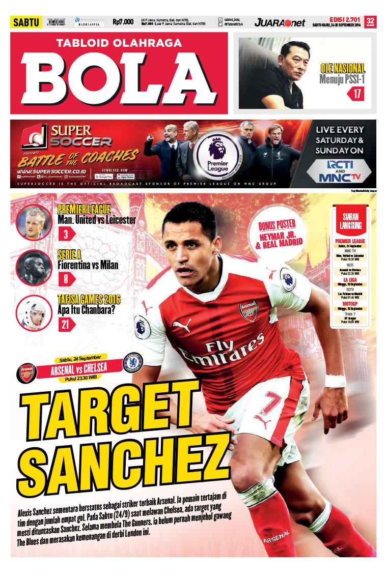 Jual Majalah Tabloid Bola Sabtu ED 2701 September 2016 Gramedia