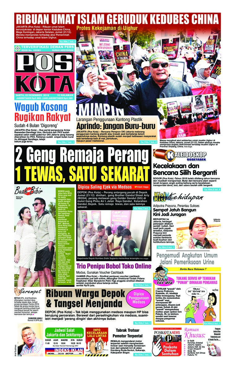 Jual Koran Pos Kota 22 Desember 2018 Gramedia Digital Indonesia
