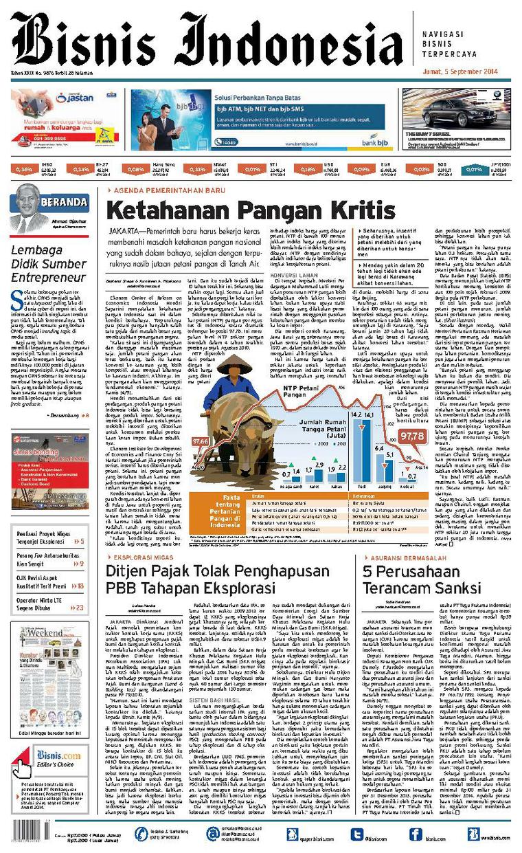 Jual Koran Bisnis Indonesia 05 September 2014 - Gramedia ...