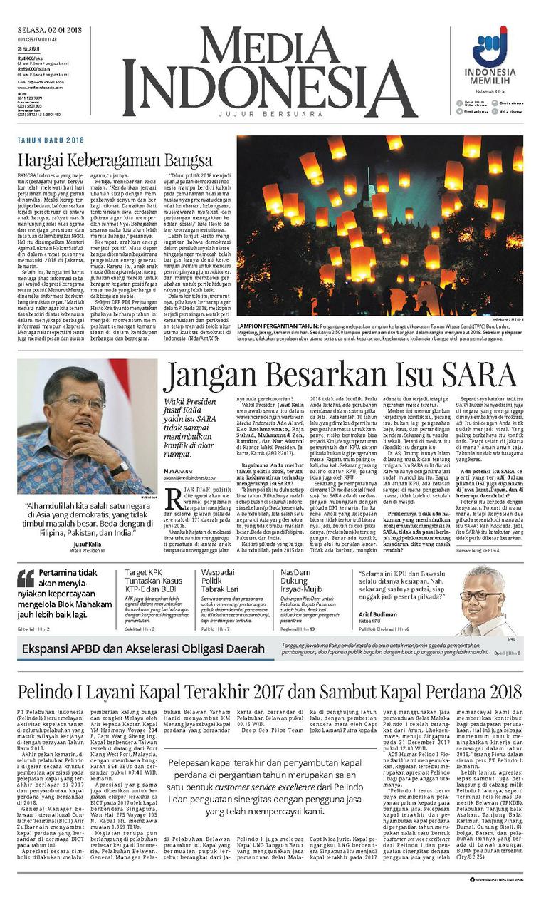 Media Indonesia Newspaper 02 January 2018 Gramedia Digital