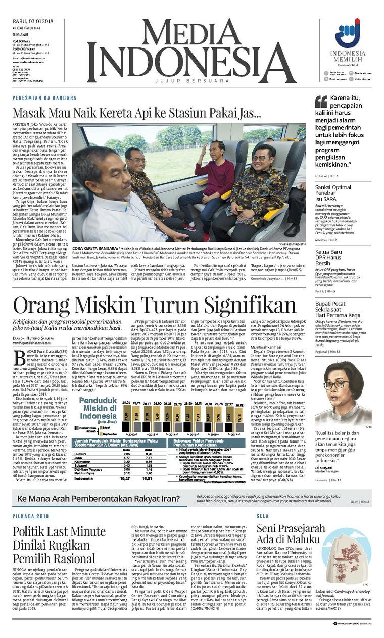 Jual Koran Media Indonesia 03 Januari 2018 - Gramedia 