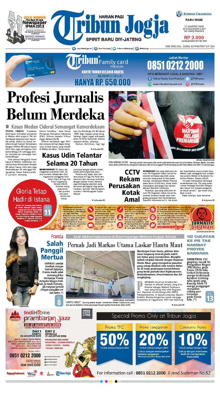 Jual Koran Tribun Jogja 17 Agustus 2016 - Gramedia Digital 