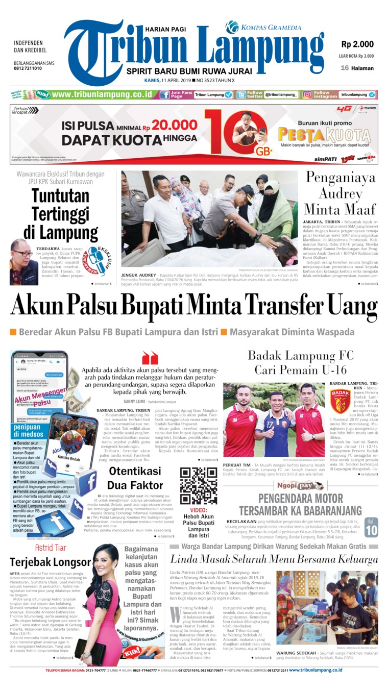 Tribun Lampung Newspaper 11 April 2019 Gramedia Digital