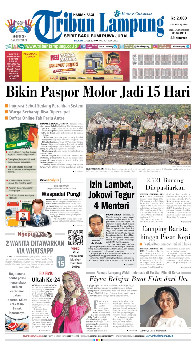 Tribun Lampung Newspaper 09 July 2019 Gramedia Digital