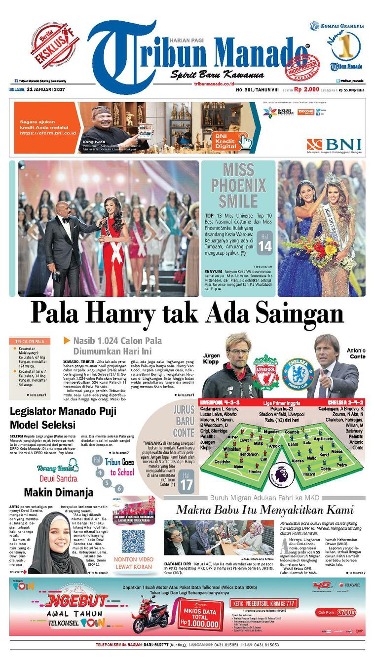 Tribun Manado Newspaper 31 January 2017 - Gramedia Digital