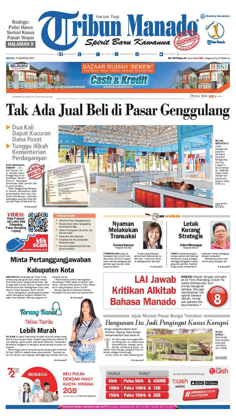 Tribun Manado Newspaper 15 August 2017 - Gramedia Digital