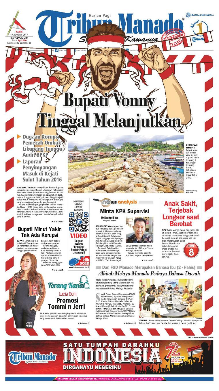 Tribun Manado Newspaper 17 August 2017 - Gramedia Digital