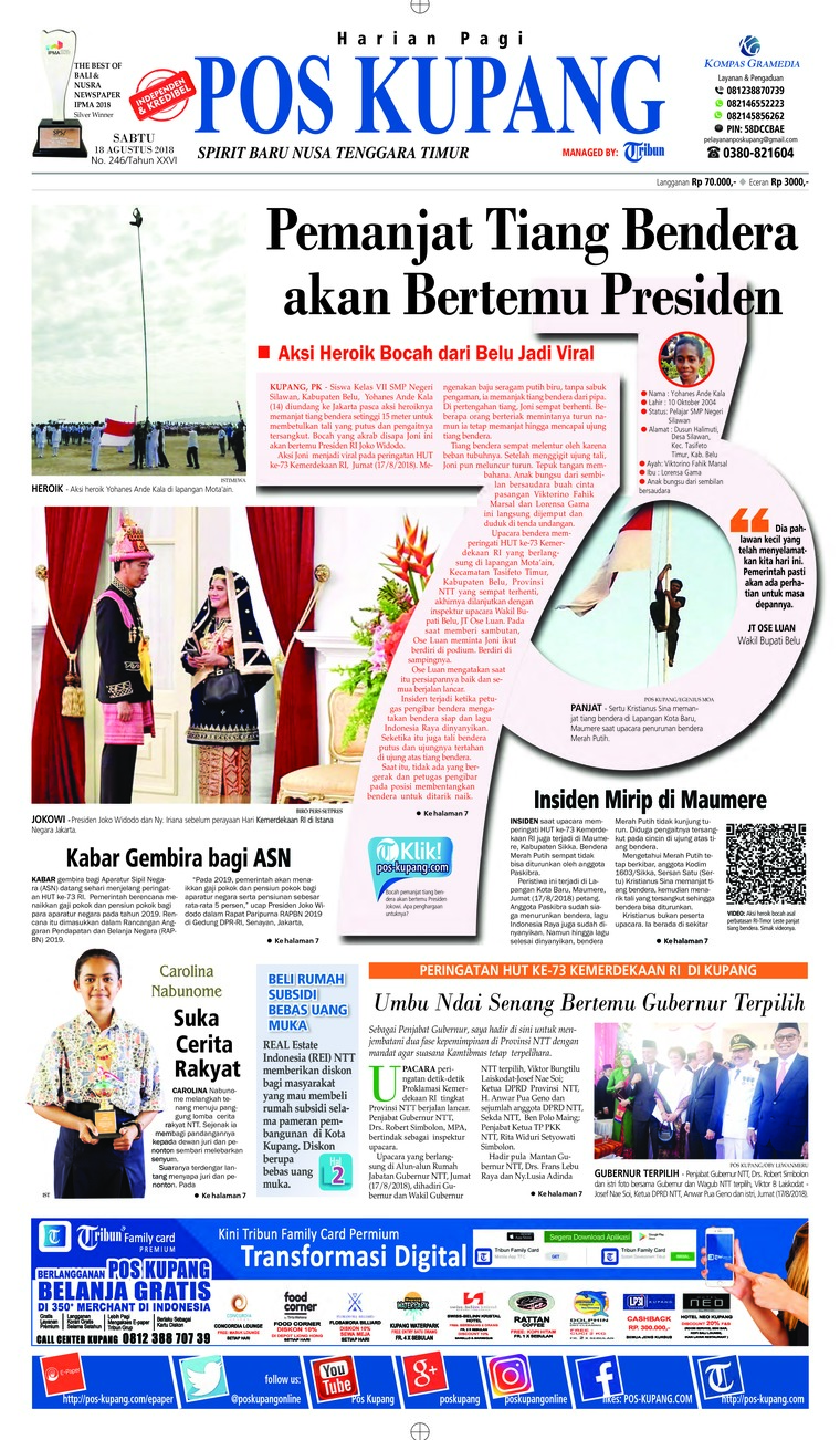 Pos Kupang Newspaper 18 August 2018 Gramedia Digital