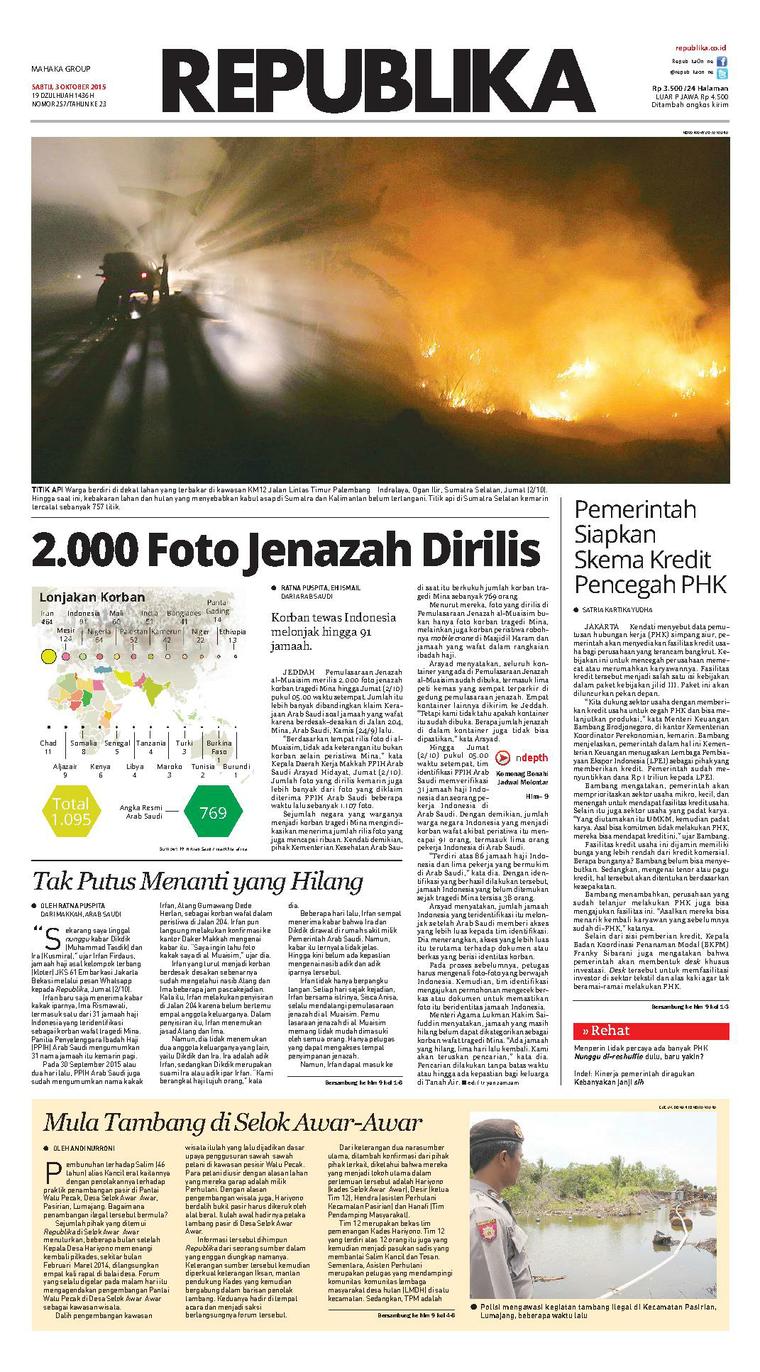 Koran Republika Newspaper 03 October 2015 Gramedia Digital